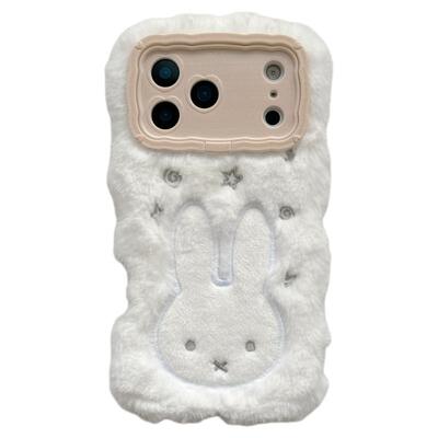 MoreRex卡通毛绒刺绣星星米菲兔适用苹果17手机壳iphone16promax新款15带挂绳14防摔保护套13超好看17pro女款