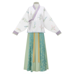醒春集【野花集】晋制汉服晋襦间色交窬裙绣花清新文艺风日常春夏