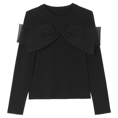 拼接上衣套头长袖微弹T恤