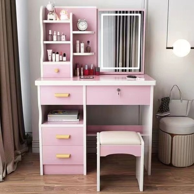 梳妆台小型卧室现代简约轻化妆收纳桌柜奢隐藏可书桌镜子女生一体