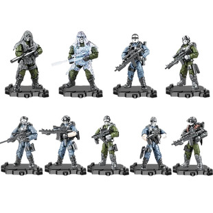 幽灵特遣队军事野战人仔盲盒益智积木拼装手办特警兵模型儿童玩具