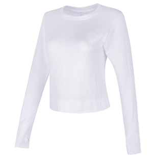 拍朵高级感运动上衣女圆领螺纹健身t恤修身显瘦瑜伽服长袖内搭新