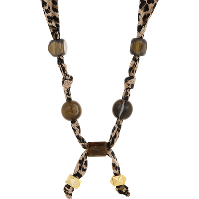 美拉德豹纹丝巾项链虎眼石毛衣链