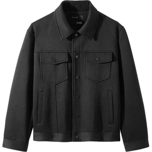 GXG男装 条纹提花肌理翻领夹克外套秋季款#G24D213066