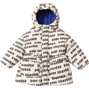 康衣儿女童羽绒服儿童白鸭绒中长款宝宝冬装加厚中小童保暖外套