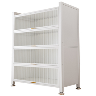 钢制书架翻门儿童书柜落地家用客厅储物柜防尘展示柜铁艺置物架子