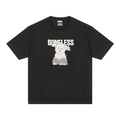BONELESS牧羊犬毛绒贴布绣短袖夏季凉感速干宽松情侣街头潮牌T恤