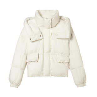 VIEA.ING薇迎茧型羽绒服女2025冬季新款白色连帽短款外套新年上衣