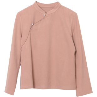 20QDA-224【扶闲】前世今生复古温婉文艺斜襟立领修身针织T恤