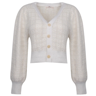 Nice Claup新款日系复古淑女舒适V领针织开衫上衣148830110C