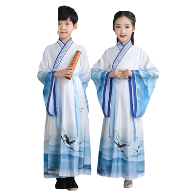 六一中大童宋朝汉唐演出水墨服装古装女男童表演复古风中国风
