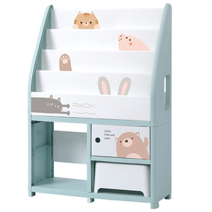 也雅儿童书架绘本架家用塑料幼儿宝宝玩具收纳架落地置物图书柜