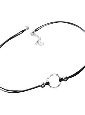 纯银双层项链圆圈脖子饰品