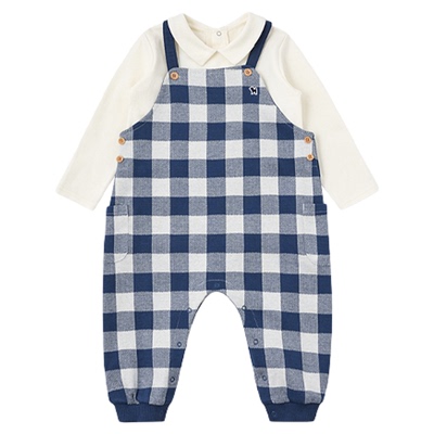 BLUEDOG蓝狗25FW秋大格纹连身服