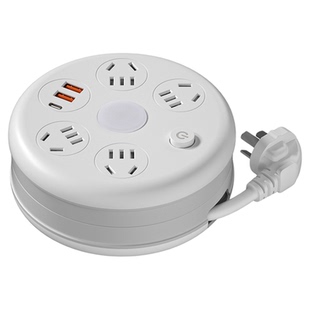 圆形可收纳多功能插座伸缩插线板usb插排插板接线板多插位家用