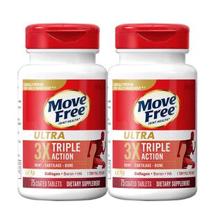 2瓶美国进口Schiff MoveFree益节Ultra骨胶原蛋白维骨力75粒白瓶