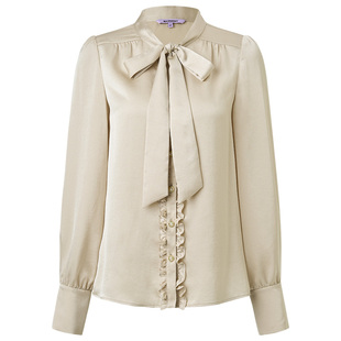 【SGPR】秋冬高智新贵风穿搭蝴蝶结衬衫缎面长袖上衣通勤风气质