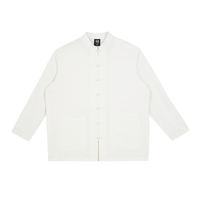 半墨大码男装唐装衬衫男长袖胖子秋季新中式国风复古宽松立领衬衣