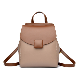 半定型质感双肩包设计感小众通勤大学生出行背包简约时尚皮质包包