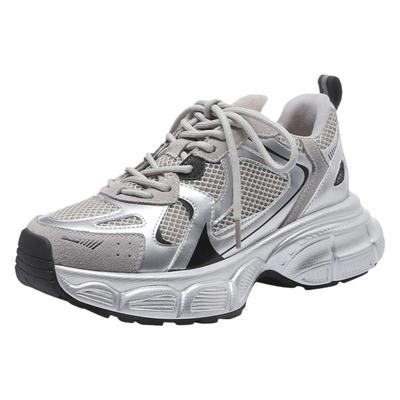 达芙妮银色老爹鞋女2026新款秋冬季增高休闲鞋加绒百搭厚底运动鞋