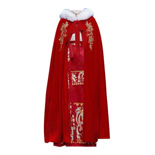 原创大码马面裙套装新中式敬酒服胖mm新娘订婚拜年汉服女披风斗篷