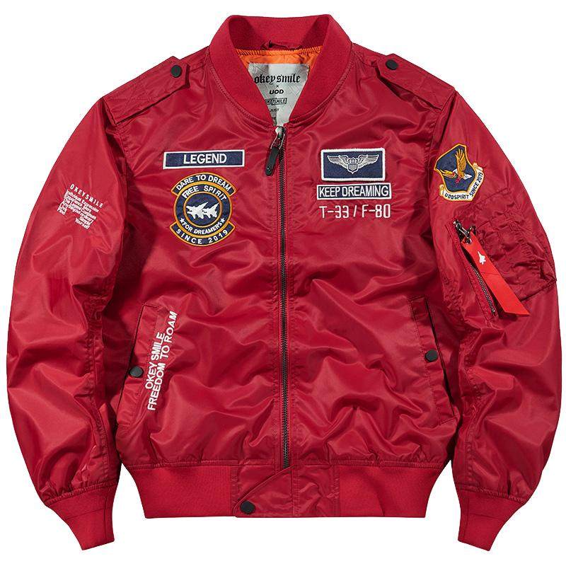 UOD秋冬季羽绒服男短款飞行员夹克加厚棒球服大码刺绣情侣外套潮