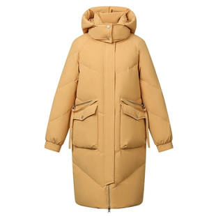 雪中飞2026秋冬新款女士中长款羽绒服连帽简约气质保暖大口袋保暖