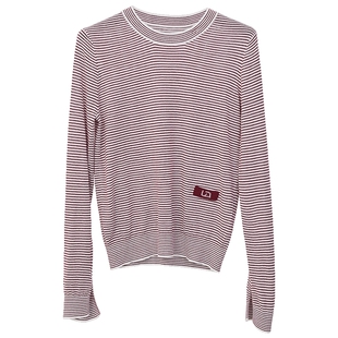 Lavinia秋装撞色条纹针织衫女春新款低圆领混纺羊毛衫Z45Z112