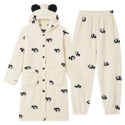 猫人优品珊瑚绒睡袍女套装可外穿