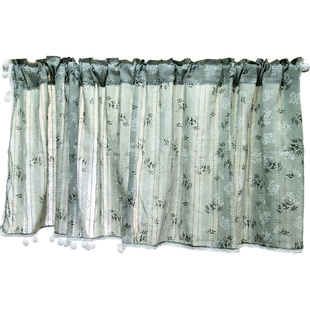 小清新风抹茶绿短窗帘流苏小碎花飘窗半帘2026新款卧室门帘少女风