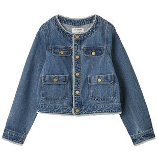 LILY BROWN2025秋冬新品复古纯棉口袋毛边圆领牛仔外套LWFJ254193