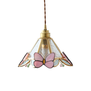 浪漫法式床头吊灯美式乡村日式复古现代简约彩色蝴蝶过道小吊灯