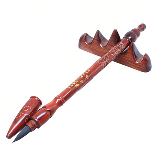 吉祥童子宝宝满月理发收藏制作胎毛笔纪念品B-3紫檀木金童玉女笔