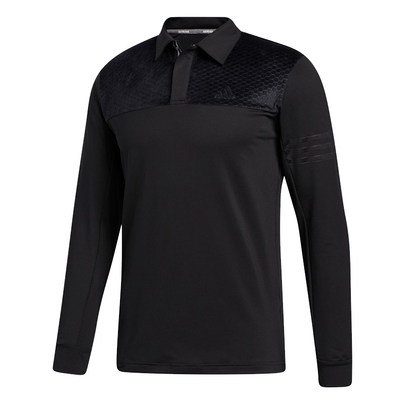 正品adidas男子高尔夫运动长袖POLO衫翻领高尔夫T恤FS6879