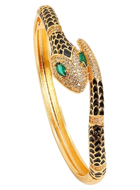 沙金镀18K蛇形手镯戒指套装