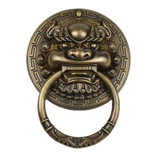 免打孔纯铜兽头门环中式仿古大门拉手粘贴式狮子头虎头麒麟头拉环