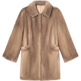 PSALTER诗篇保暖奢华直排工艺真皮水貂皮草外套2025冬季款