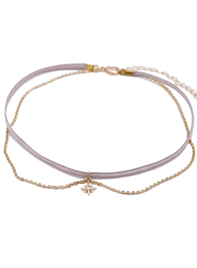 六芒星~极细灰色丝绒冷淡风项圈