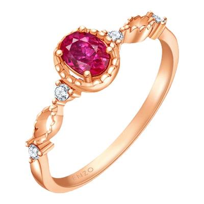 周大福enzo18k金红宝石钻石戒指