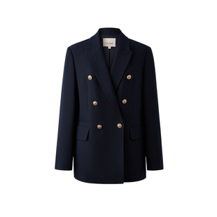 【优可丝】Eland衣恋西装女时尚双排扣长袖通勤外套2025冬季新款