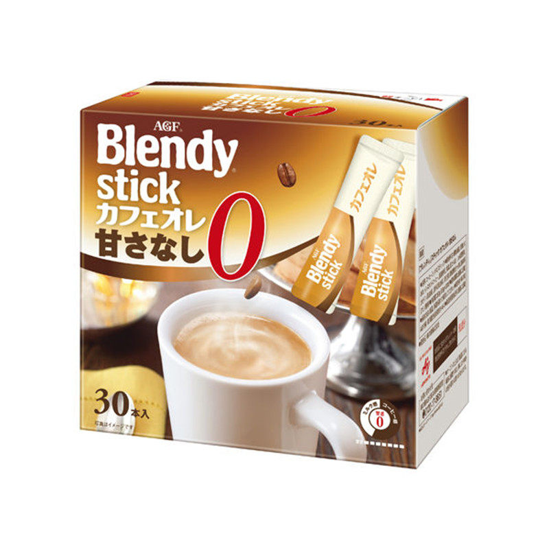 日本进口AGF blendy stick布兰迪零砂糖拿铁欧蕾速溶咖啡24支