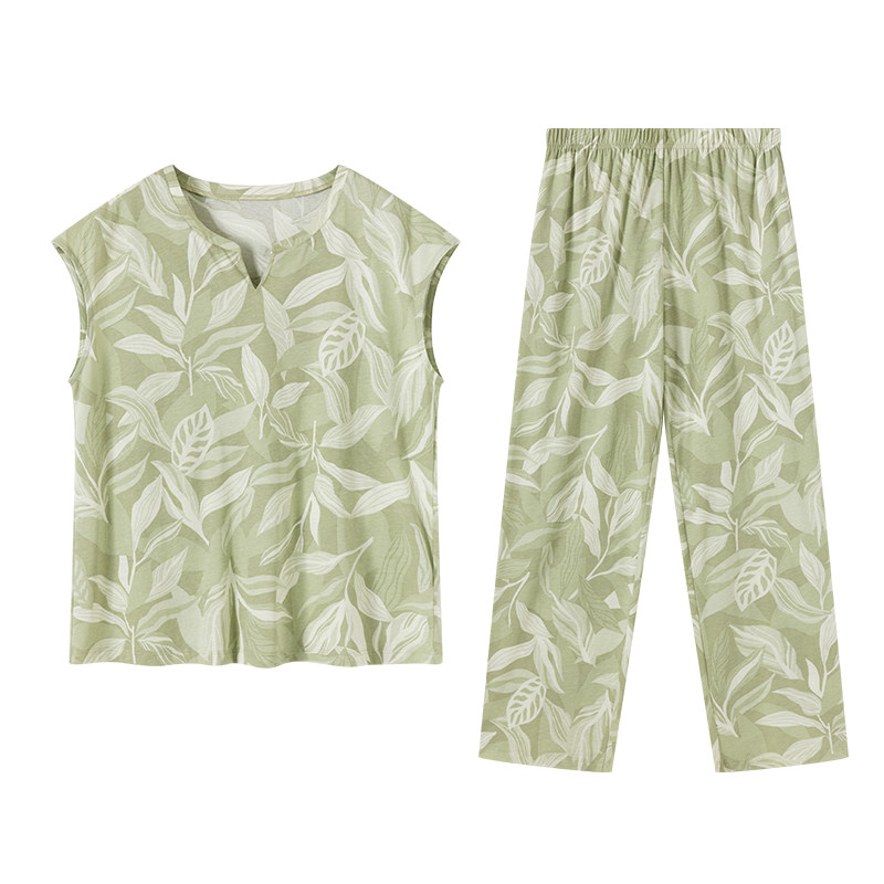 顶瓜瓜夏季新品纯棉印花睡衣套装
