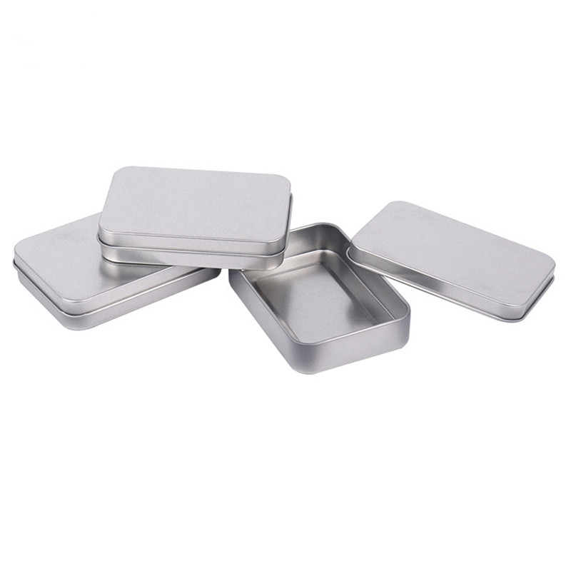 长方形马口铁盒 长101/110连体翻盖收纳盒银色开窗 U盘五金包装盒