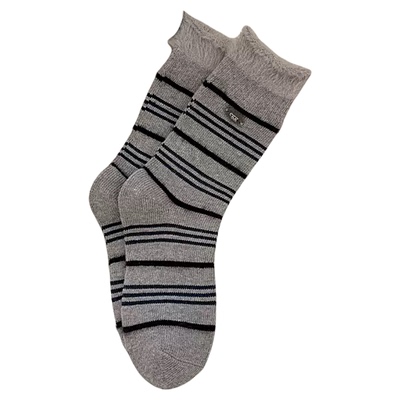 秋冬毛毛拼接条纹美拉德中筒袜女