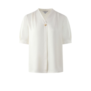 PRICH法式泡泡袖淡人V领纯色短袖衬衫夏季新款优雅气质上衣女