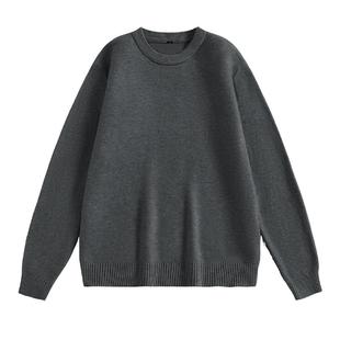 班尼路S&K重磅毛衣男秋冬季日常通勤灰色男士圆领羊毛针织打底衫A