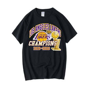 2020湖人总冠军T恤 短袖纯棉大码詹姆斯浓眉哥同款半袖体恤衫湖人