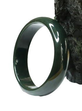 天然和田玉手镯塔青黑羊脂镯子珠宝女士款礼品气质文雅大气饰品