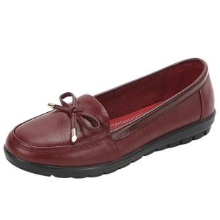 真皮妈妈鞋软底女舒适平底单鞋秋上班不累脚黑色防滑大码女鞋皮鞋