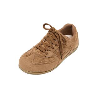 三福男板鞋冬季新潮复古韩系绒面拼接德训鞋圆头男鞋852404